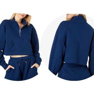 WeWoreWhat Blue Cropped Half Zip Sweatshirt Size X-Large